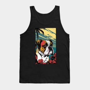 Bulldog Vibrant Tropical Flower Tall Retro Vintage Digital Pop Art Portrait 2 Tank Top